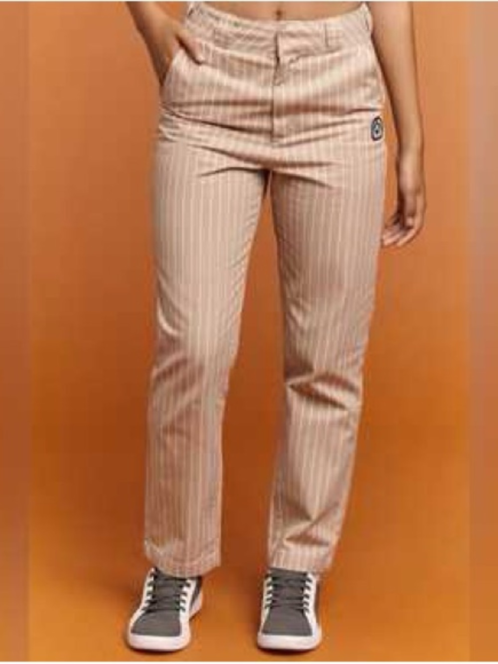 Forever 21 Women's Tan Pinstripe Straight-Leg Pants